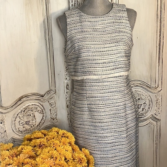 Ann Taylor Factory Retro 60’s Tweed Sleeveless Empire Dress  Attached Over Top - Picture 2 of 10